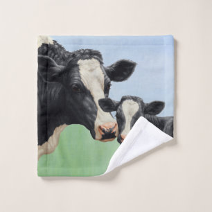 Black Holstein Cow & Niedlich Calf Waschlappen