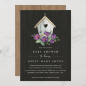 BLACK-HOLZ-BABY-SHOWER EINLADUNG (Vorne/Hinten)