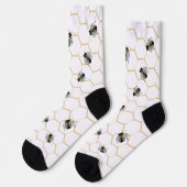 Black Honey Bee Honeycomb Design Socks Socken (Linkes Detail)
