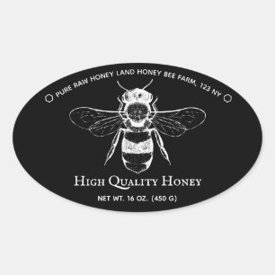 Black Honey Jar Boho Beekeeper Ovaler Aufkleber