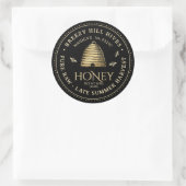 Black Honey Jar Label (Gold Skep) gepunktete Grenz Runder Aufkleber (Tasche)