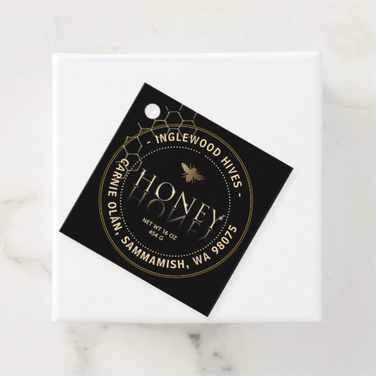 Black Honey Label mit Honeycomb-Muster (Beispiel)