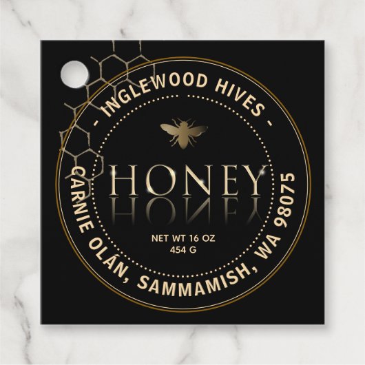Black Honey Label mit Honeycomb-Muster (Vorderseite)