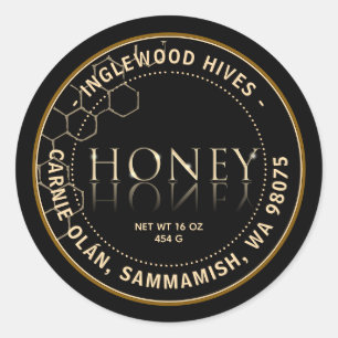 Black Honey Label mit Honeycomb-Muster Runder Aufkleber