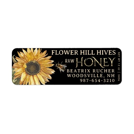 Black Honey Label Sonnenblume Biene Metallic Gold  (Vorne)