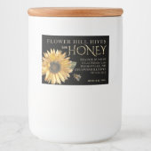 Black Honey Label Sonnenblume Biene Metallic Gold Lebensmitteletikett (Vorderseite)