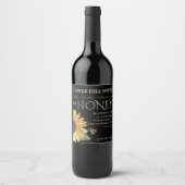 Black Honey Label Sonnenblume Metallic Gold 3,5" x Weinetikett (Vorderseite)