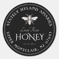 Black Honey Label White Vintag Bee