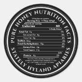 Black Honey Nutrition Facts Label Apiary Name Runder Aufkleber (Vorderseite)