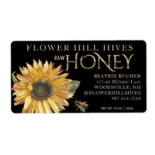 Black Honey Sonnenblume mit Bienengold auf schwarz