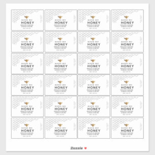 Black Honeycomb Transparentes Honey Bee Label 8x5c