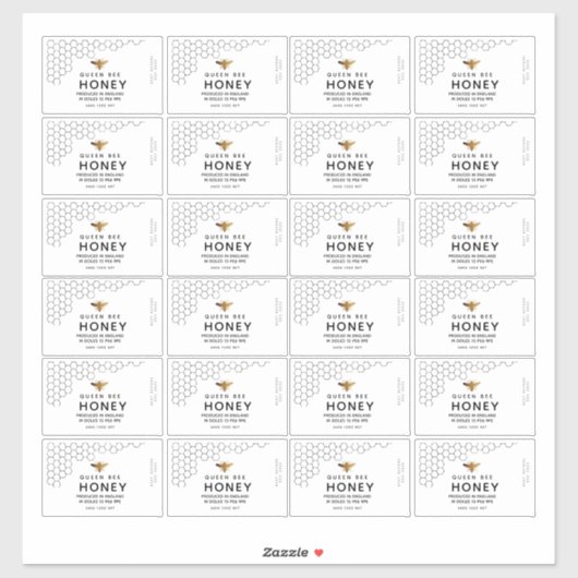 Black Honeycomb Transparentes Honey Bee Label 8x5c (Blatt)