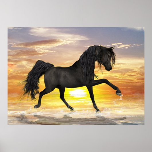 Black Horse 28" x 20", Value Poster (Matte) (Vorne)