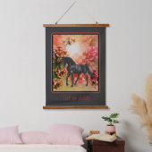Black Horse Blume Fantasy Art Personalisiert Wandteppich Mit Holzrahmen (Schlafzimmer)