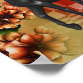 Black Horse Blume Fantasy Art Poster (Ecke)