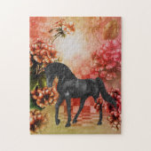 Black Horse Blume Fantasy Art Puzzle (Vertikal)