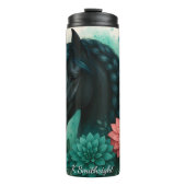 Black Horse Braided Mane Florals Thermosbecher (Vorderseite)