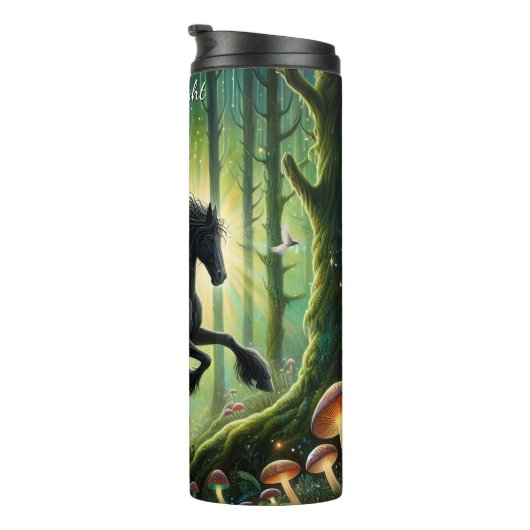 Black Horse Enchanted Forest Mushrooms Thermosbecher (Nach rechts gedreht)