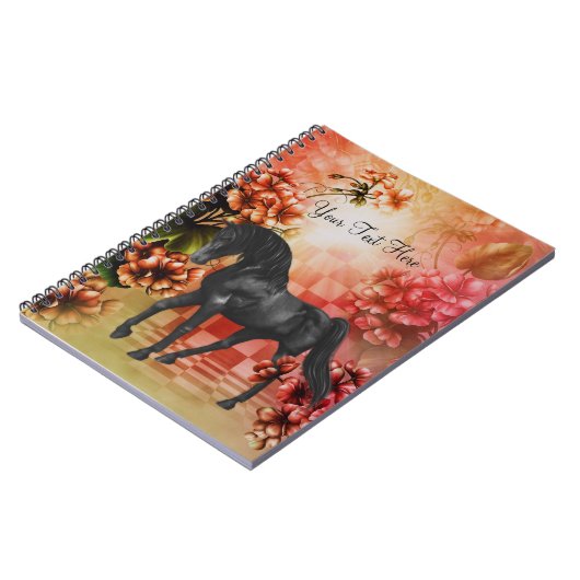 Black Horse Fantasy Blume Notebook Notizblock (Linke Seite)