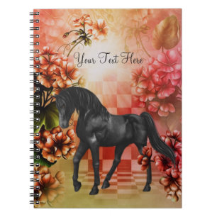 Black Horse Fantasy Blume Notebook Notizblock