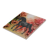 Black Horse Fantasy Blume Tier Fliese (Seite)