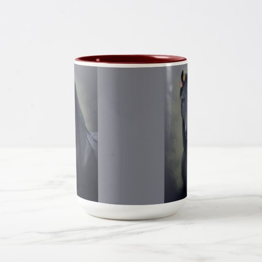 Black Horse Friesian - Coffee Tasse, Cup Zweifarbige Tasse (Mittel)