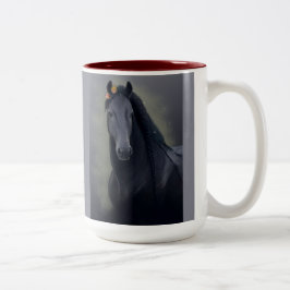 Black Horse Friesian - Coffee Tasse, Cup Zweifarbige Tasse