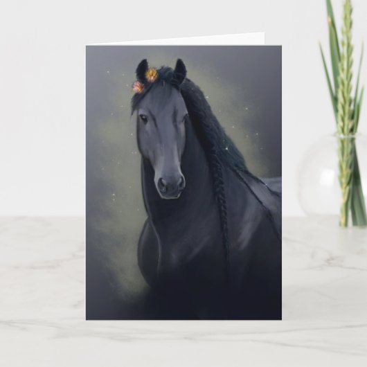 Black Horse Friesian - Grußkarte Ankündigung (Vorderseite)