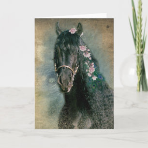 Black Horse Friesian - Grußkarte Dankeskarte