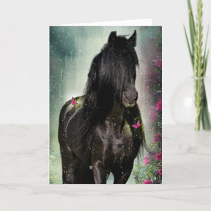 Black Horse Friesian - Grußkarte Dankeskarte