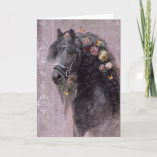 Black Horse Friesian - Grußkarte Dankeskarte