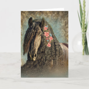 Black Horse Friesian - Grußkarte Dankeskarte