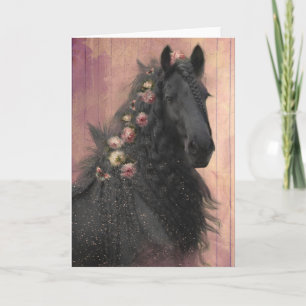 Black Horse Friesian - Grußkarte Dankeskarte
