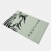 Black Horse Head Green Fußmatte (Schrägansicht)