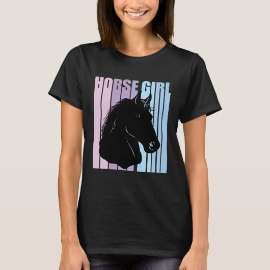 Black Horse Head Silhouette Riding Lover Funny Hor T-Shirt (Vorderseite)