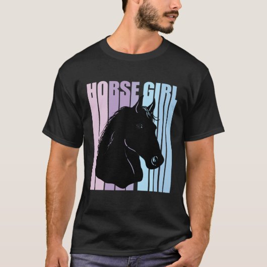 Black Horse Head Silhouette Riding Lover Funny Hor T-Shirt (Vorderseite)