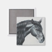 Black horse head stallion magnet (Vorderseite/Rückseite)