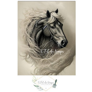 Black Horse in black and white Seidenpapier