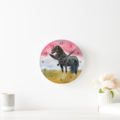 Black Horse in Field Wall Clock Runde Wanduhr (Zuhause)