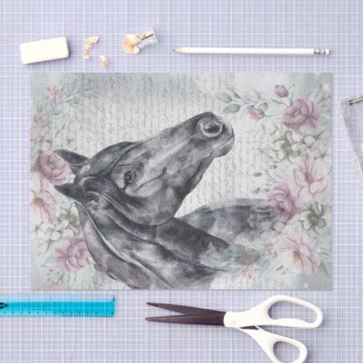 Black Horse Meadow Fantasy Decoupage Seidenpapier (Handwerk)