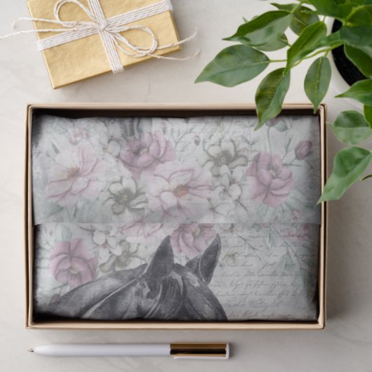 Black Horse Meadow Fantasy Decoupage Seidenpapier (Geschenk)