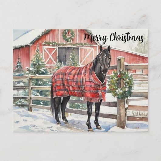 Black Horse Merry Christmas Postkarte (Vorderseite)