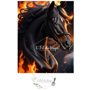 Black Horse on Fire v1 Seidenpapier