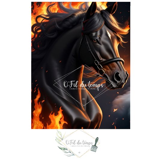 Black Horse on Fire v1 Seidenpapier