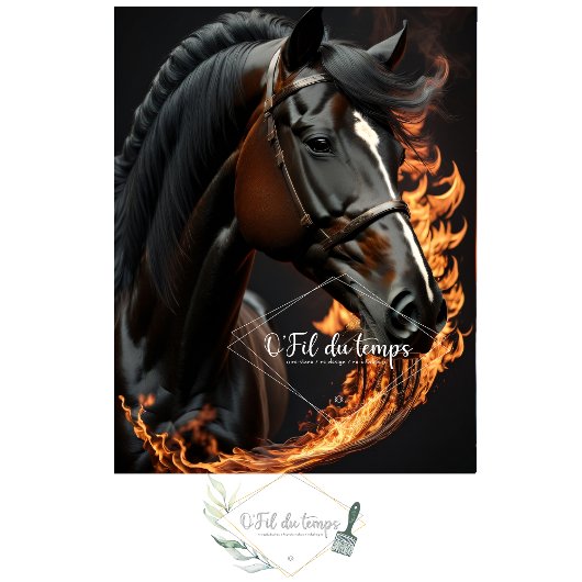 Black Horse on Fire v2 Seidenpapier