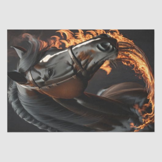 Black Horse on Fire v2 Seidenpapier (Vorderseite)