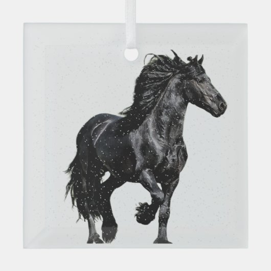 Black horse ornament aus glas (Vorderseite)