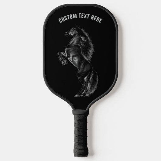 Black Horse Pickleball Paddle Personalized Text (Vorderseite)