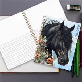 Black Horse Wildblumen Personal Spiral Notebook Notizblock