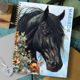 Black Horse Wildblumen Personal Spiral Notebook Notizblock